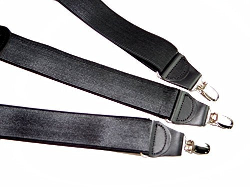 Holdup Brand Black Formal Series 1" Satin Finished Suspenders in Y-back with Nickel No-slip Clips