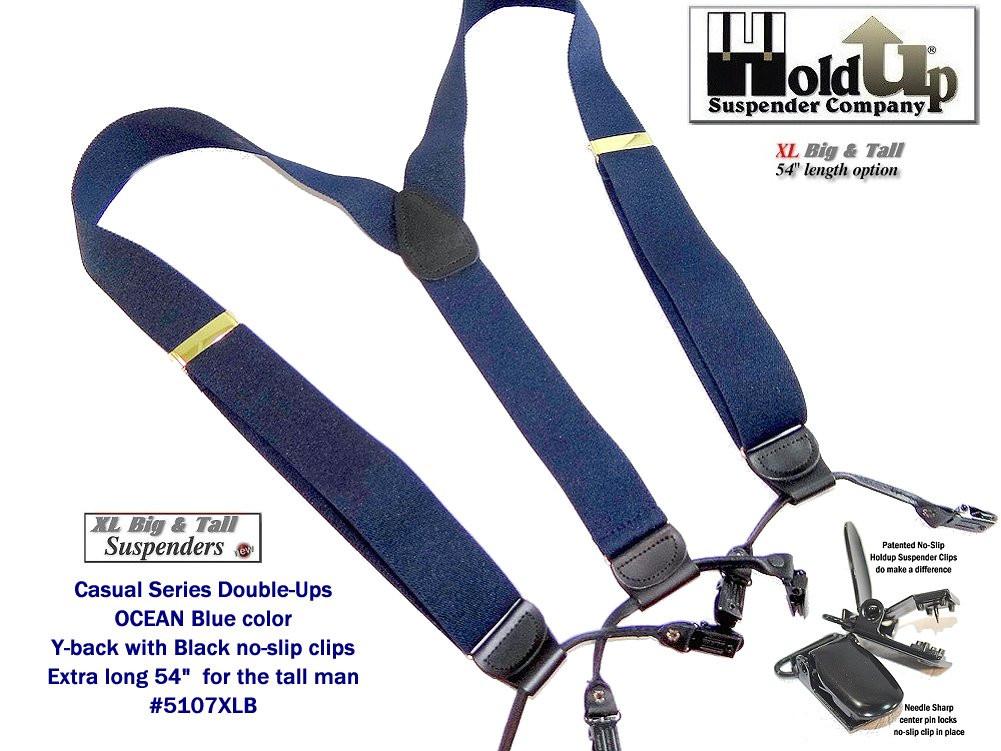 Holdup Brand Dark Ocean Blue Dual Clip XL Double-Ups style with patented black No-slip Clips