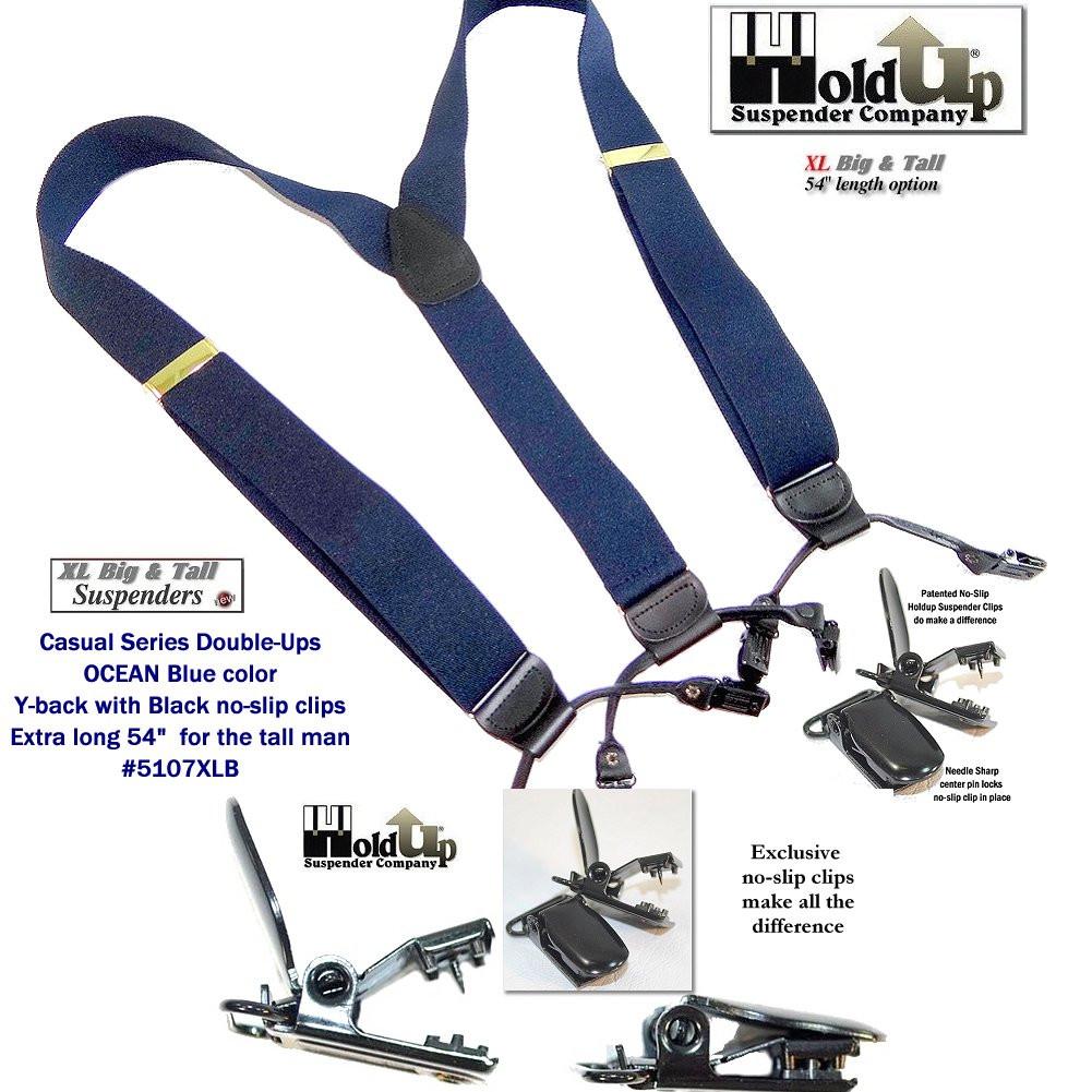 Holdup Brand Dark Ocean Blue Dual Clip XL Double-Ups style with patented black No-slip Clips