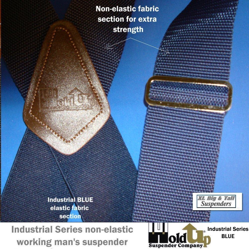 HoldUp Brand XL BLUE Industrial 2" Wide Non-elastic Suspenders with No-slip Jumbo Silver Clips