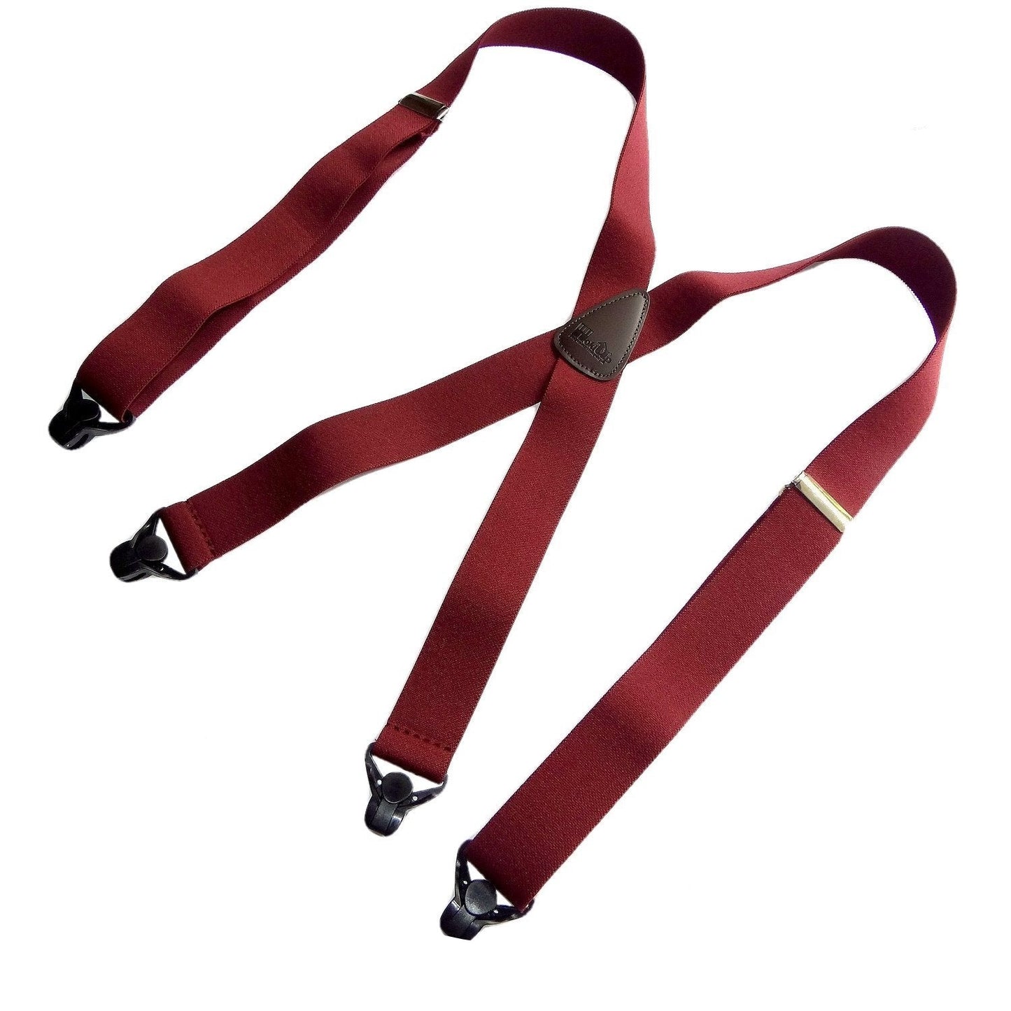 Holdup Classic Dark Burgundy Suspenders With Black Gripper Clasps in X-back Style