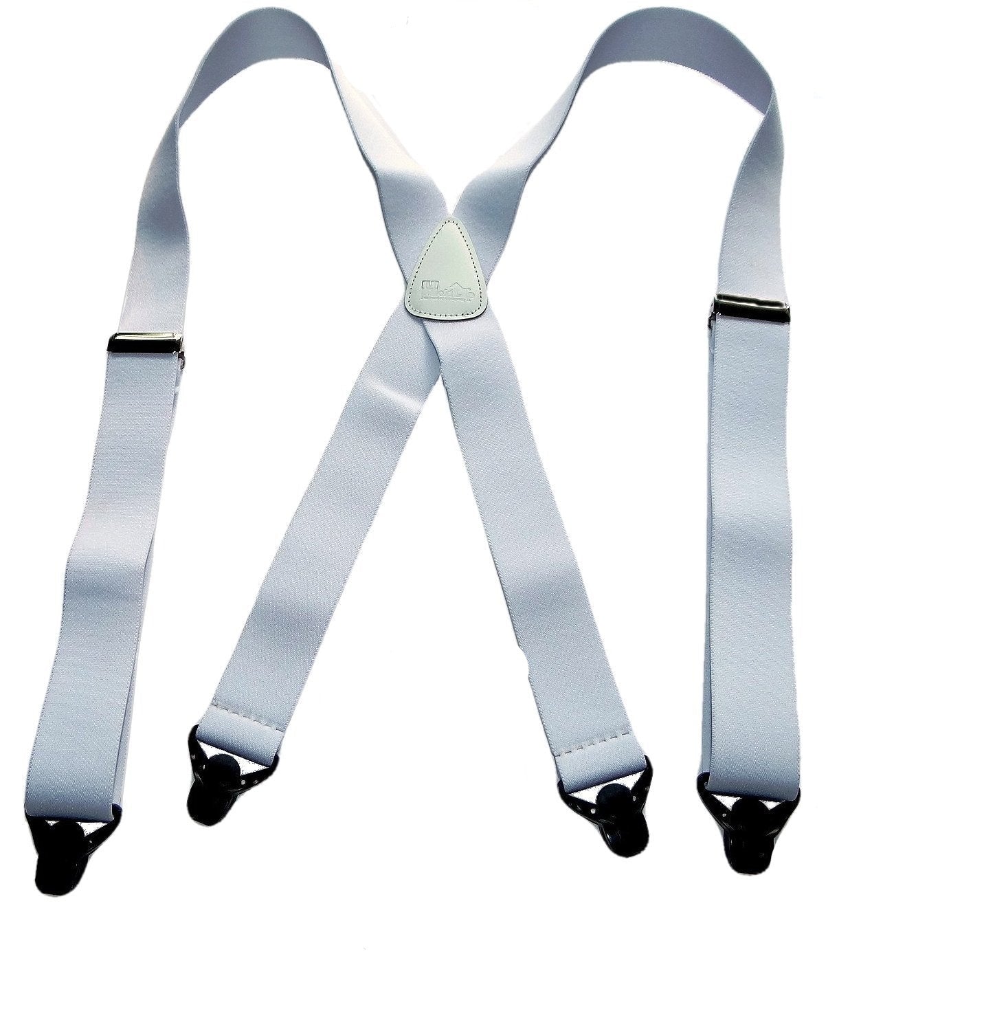 Holdup Brand Classic Series Basic White X-back Suspenders With Black Gripper Clasps