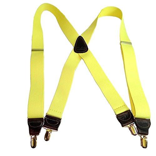 Hold-Ups Lemon Zest Yellow 1 1/2" wide Suspenders in X-back with USA Patented No-slip Gold Clips