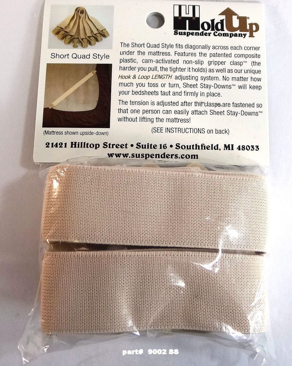 HoldUp Stay-Downs Adjustable Fitted Sheet Mattress Corner Straps with Patented Gripper Clasps