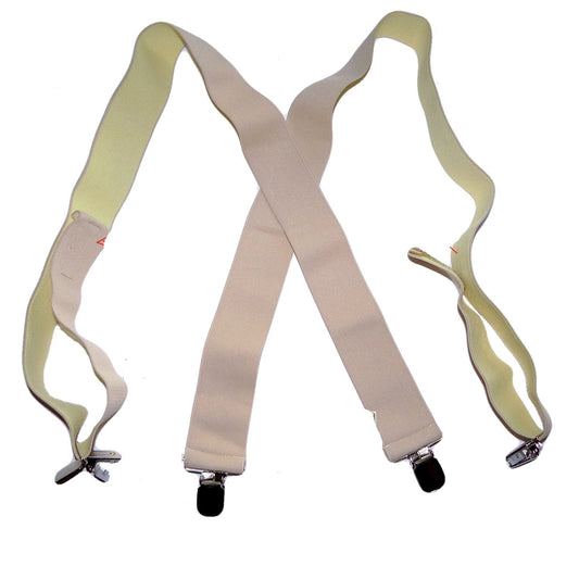 Holdup 2" Wide Undergarment Hidden Light Beige X-back Suspenders with USA Patented No-slip Silver Clips