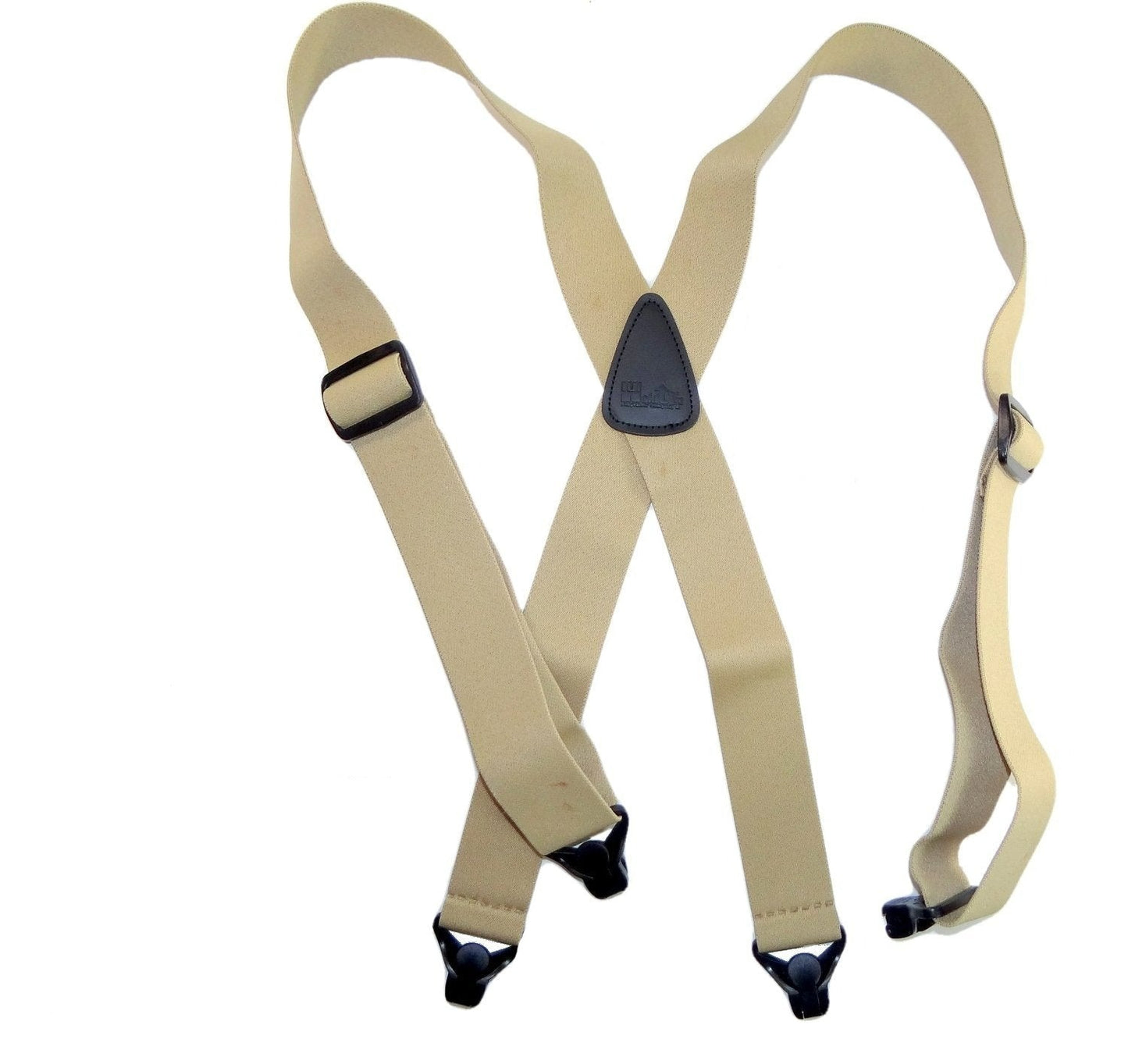 HoldUp Brand No-buzz Airport Friendly TAN Suspenders in X-Back style and USA Patented Gripper Clasps