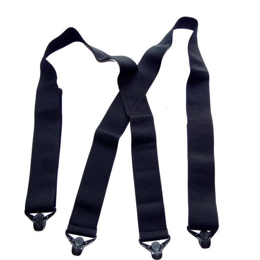 HoldUp Brand 2" Under-Up Series All Black hidden Suspenders with Jumbo Black Gripper Clasp