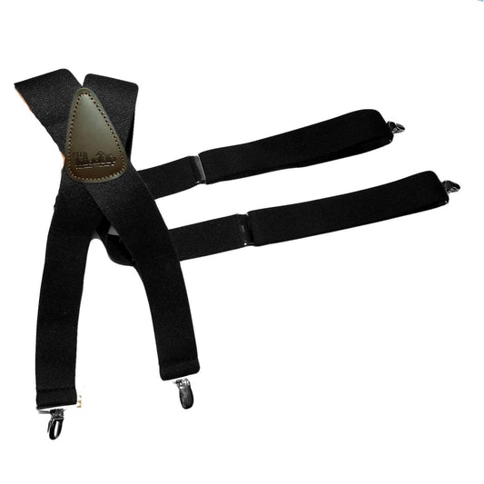 Holdup Suspender Brand Classic X-back Black Suspenders with no-slip USA Patented clips